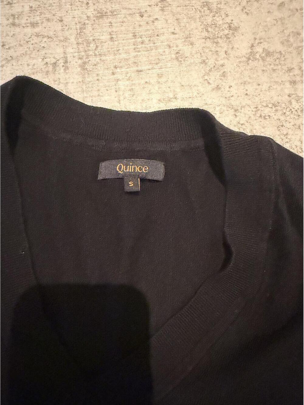 Quince Cotton Cashmere V Neck Black size small - Picture 4 of 7